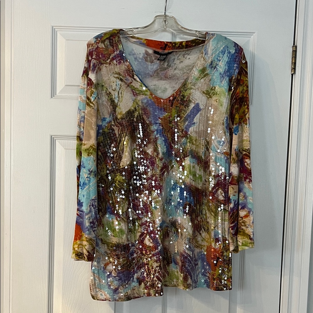 Kaktus Colorful Sequin Long Sleeve Top